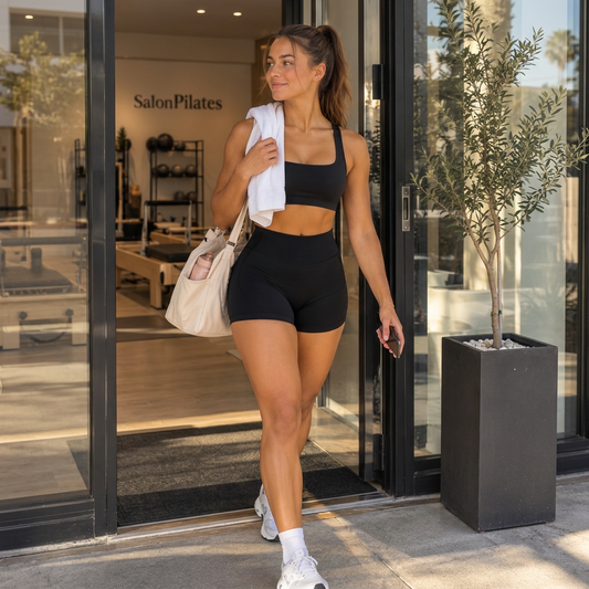 Short de sport femme marron – Taille haute