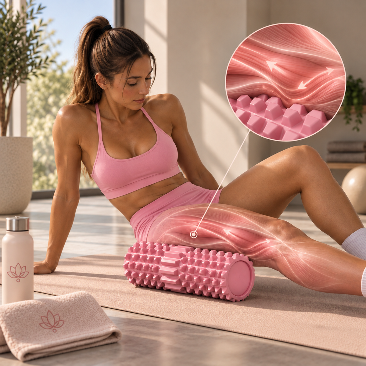 Rouleau de Massage Rose 45 cm
