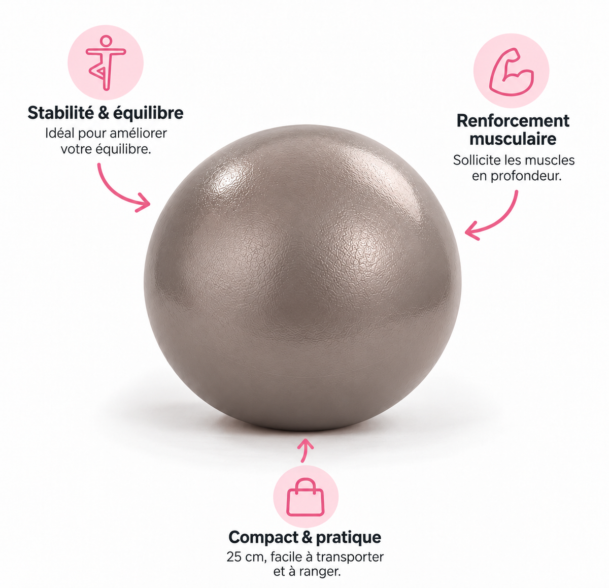 Ballon Pilates gris 25 cm