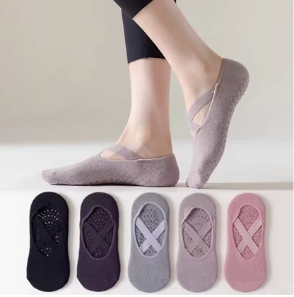 Chaussettes Pilates Antidérapantes Femme – Fitness, Danse, Coton/Polyester Respirant