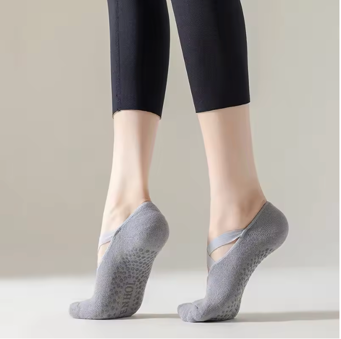Chaussettes Pilates Antidérapantes Femme – Fitness, Danse, Coton/Polyester Respirant