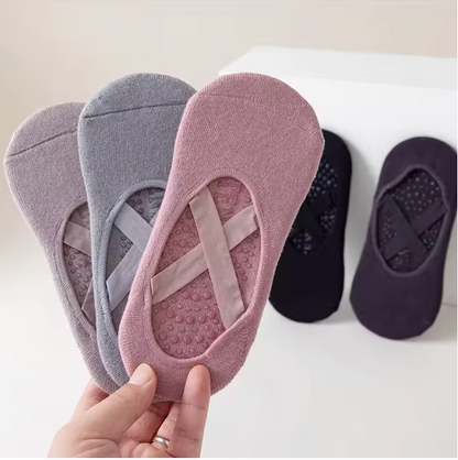 Chaussettes Pilates Antidérapantes Femme – Fitness, Danse, Coton/Polyester Respirant