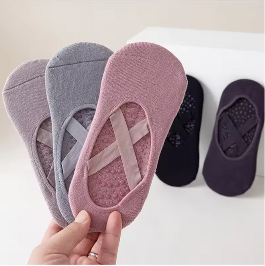 Chaussettes Pilates Antidérapantes Femme – Fitness, Danse, Coton/Polyester Respirant