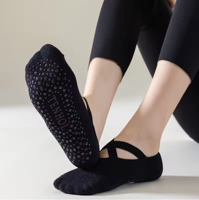 Chaussettes Pilates Antidérapantes Femme – Fitness, Danse, Coton/Polyester Respirant