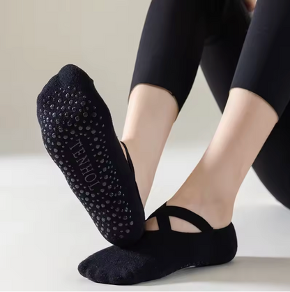 Chaussettes Pilates Antidérapantes Femme – Fitness, Danse, Coton/Polyester Respirant
