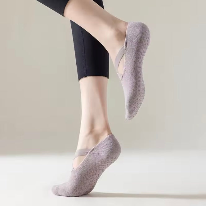 Chaussettes Pilates Antidérapantes Femme – Fitness, Danse, Coton/Polyester Respirant