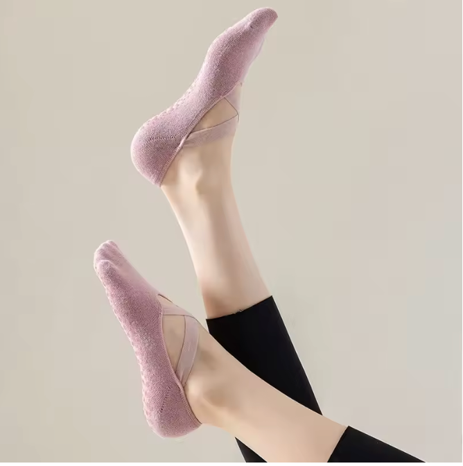 Chaussettes Pilates Antidérapantes Femme – Fitness, Danse, Coton/Polyester Respirant