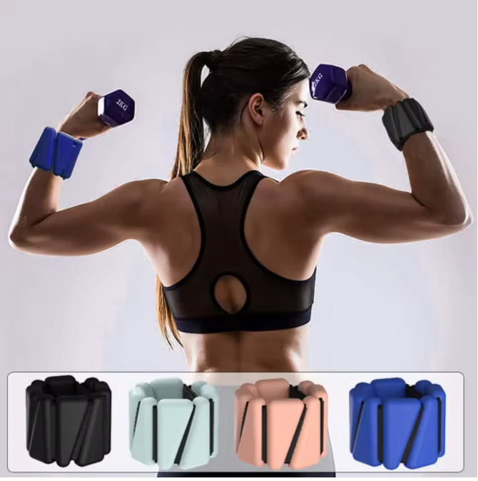 Bracelets Lestés Ajustables 450 g – Silicone pour Pilates & Fitness