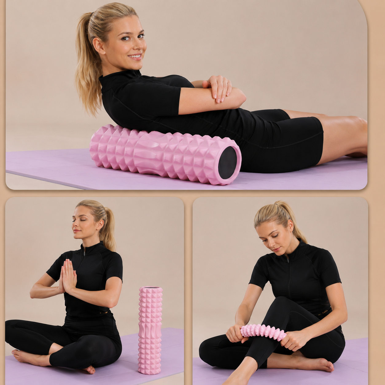 Rouleau de Massage Haute Densité 45 cm – Yoga, Pilates & Fitness