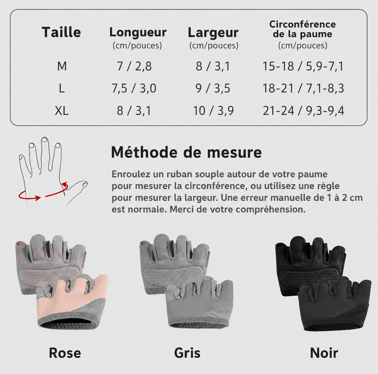 Gants Demi-Doigts Antidérapants – 1 Paire Respirante pour Pilates & Fitness