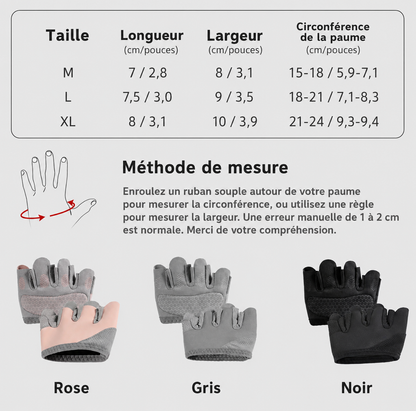 Gants Demi-Doigts Antidérapants – 1 Paire Respirante pour Pilates & Fitness