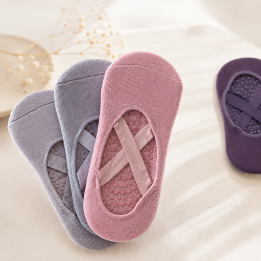 Chaussettes Pilates Antidérapantes Femme – Fitness, Danse, Coton/Polyester Respirant