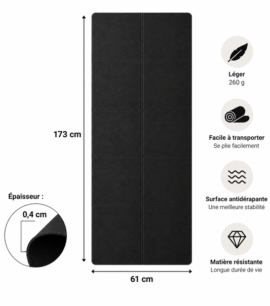 Tapis de Pilates Noir 173 x 60 cm